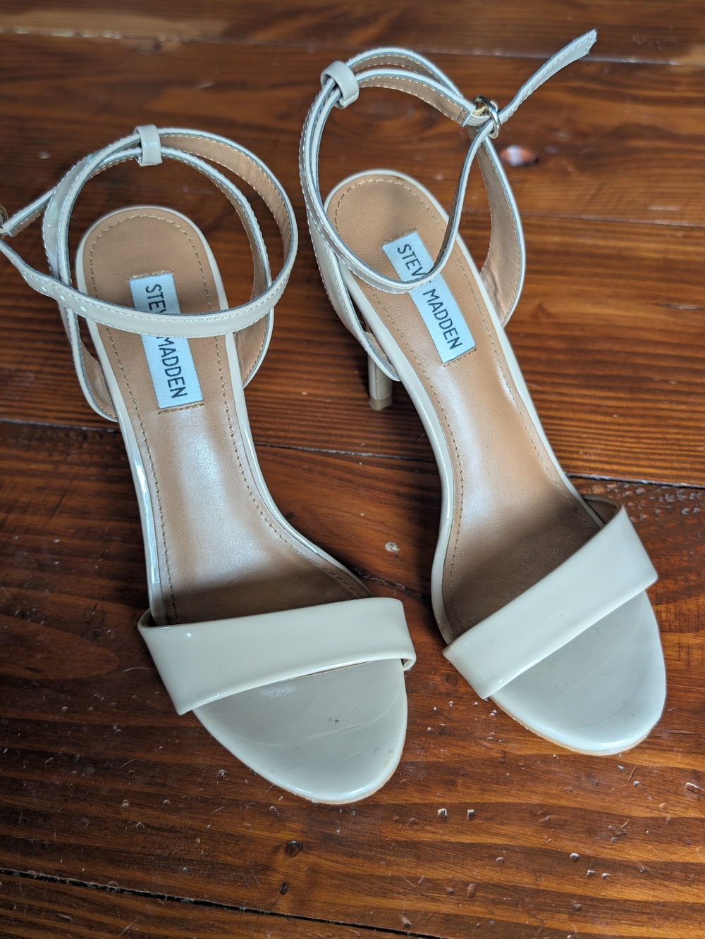 Steve Madden Cream Reno Ankle-Strap Heels